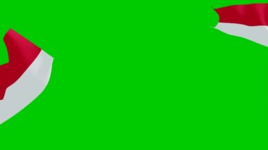 Endonezya bayrağı dalgalanıyor. animasyon yakınlaştır. Indoesian bayrak animasyonu 3D yeşil ekran video