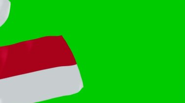İki Endonezya bayrağı dalgalanıyor. Indoesian bayrak animasyonu 3D yeşil ekran video
