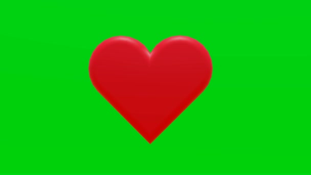 animation of a red heart-shaped object splattering and changing shape from small to large. red heart green screen video