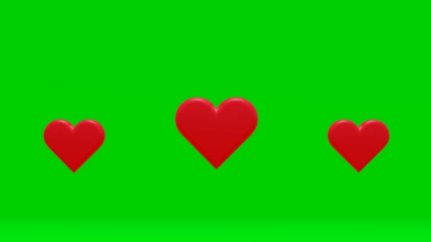 Szív Alakú Tárgy Lüktet Szív Animáció Zöld Képernyő Videó — Stock videók