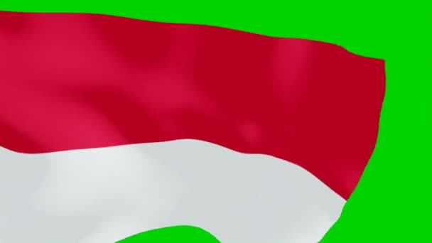 Bandeira Indonésia Está Voar Indoesian Bandeira Animação Tela Verde Vídeo — Vídeo de Stock
