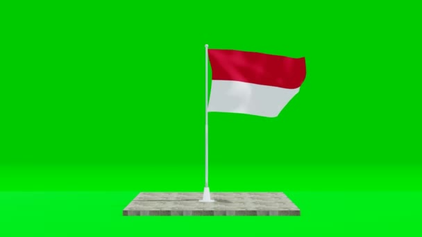 Ινδονησιακή Σημαία Στο Πάτωμα Πράσινη Οθόνη Βίντεο Ινδονησιακή Σημαία Κινούμενα — Αρχείο Βίντεο