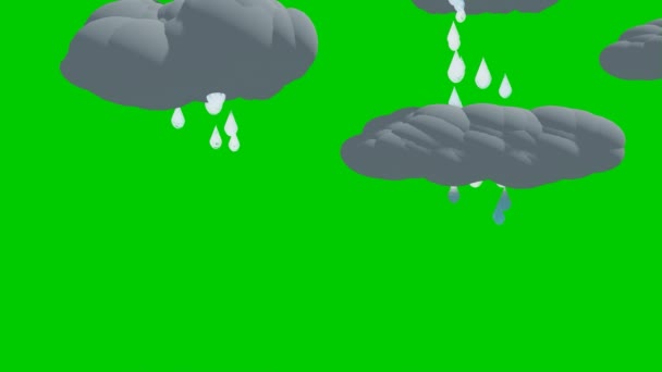 Animação Chuva Tela Verde Nuvens Escuras Com Chuva Animaton — Vídeo de Stock