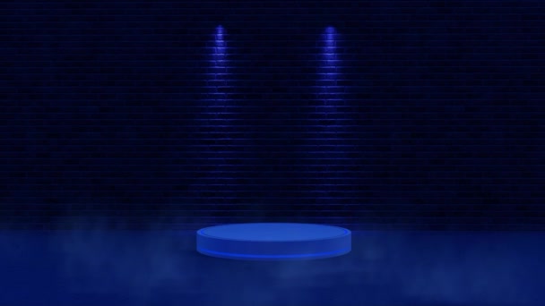 Podium Mgłą Oświetleniem Ścianie Cegły Koncepcji Szczęścia Tła Wyświetlania Produktów — Wideo stockowe