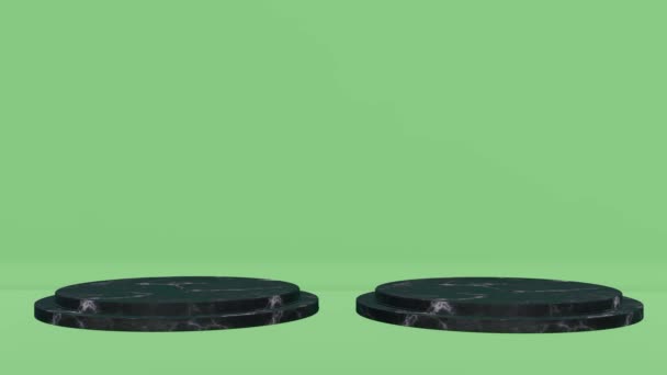 Продукт Фон Демонструє Сцену Чорного Мармуру Подіум Обертовою Геометричною Платформою — стокове відео