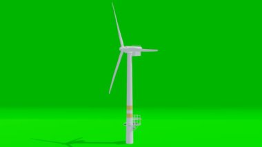 Yeşil ekran Offshore Yel Değirmeni, 3D animasyon.