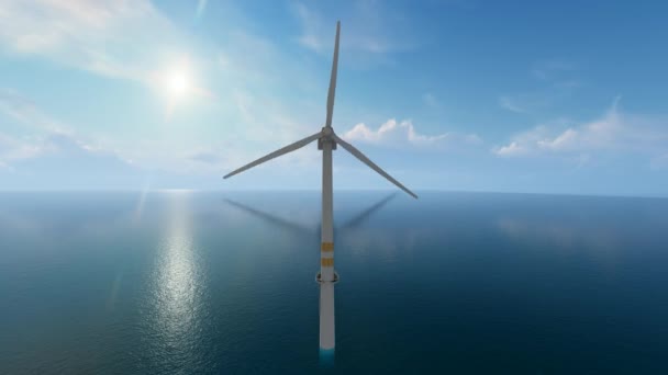 Närbild Skott Vindkraftverk Turbin Roterar Vinden Och Generera Förnybar Grön — Stockvideo