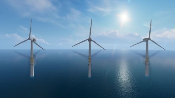Närbild Skott Vindkraftverk Turbin Roterar Vinden Och Generera Förnybar Grön — Stockvideo