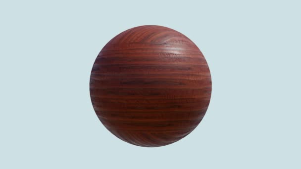 3Dアニメーション ホワイトバックで隔離された木製のボールを回転させる — ストック動画