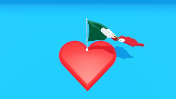 Vidio Grön Skärm Animation Den Mexikanska Flaggan Fladdrar Över Ett — Stockvideo