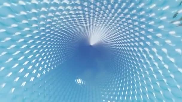 Podróż Światła Końcu Tunelu Wykonanego Szkła Geometrycznego — Wideo stockowe