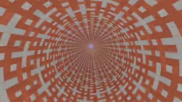 幾何学的な床から作られたトンネルの端の光への旅 — ストック動画