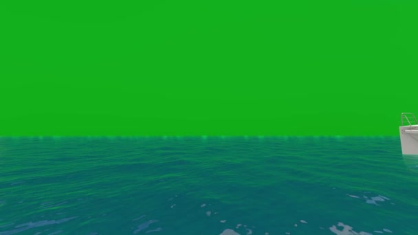Green Screen Video Boat Sea Water — Stock Video