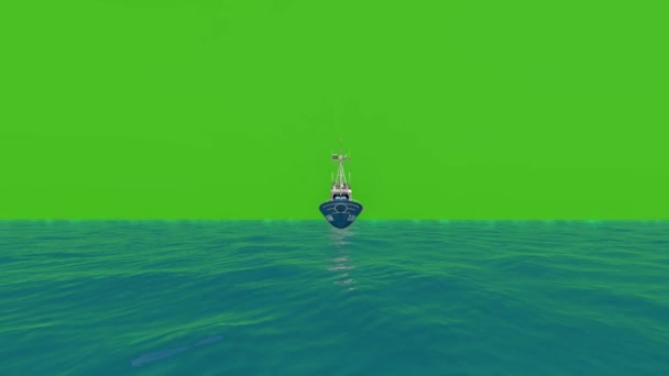 Groen Scherm Video Van Een Boot Zeewater — Stockvideo