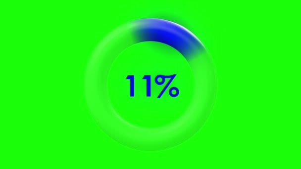 Animering Ljusblå Procent Indikator Grön Skärm — Stockvideo