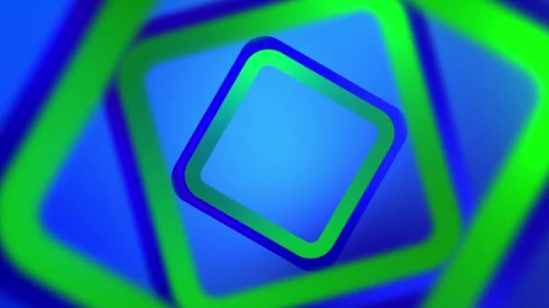Sfondo Geometrico Movimento Tecnico Blu Verde Con Quadrati Lucidi Loop — Video Stock
