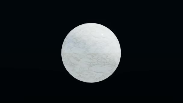 Animație Marmură Rotativă Bilă Granit Izolată Fundal Alb — Videoclip de stoc