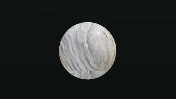 Animering Roterande Marmor Och Granit Bollen Isolerad Vit Bakgrund — Stockvideo