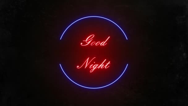Good Night Animation Κείμενο Στυλ Νέον Μαύρο Φόντο — Αρχείο Βίντεο