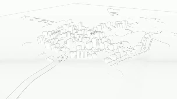 Ilustracja Miejskiej Atmosfery Narysowanej Technikami Liniowymi Animowanym Wideo — Wideo stockowe