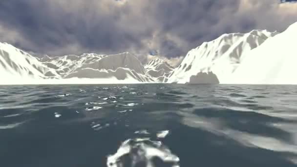 Θέα Της Λίμνης Κύματα Νερού Μεταξύ Χιονισμένα Βουνά — Αρχείο Βίντεο