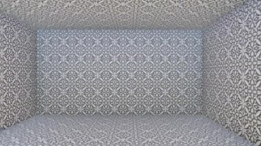 Geometrik karo küp odası. 3d vektör arkaplan oluşturma küp ile. Ürünü göstermek için 