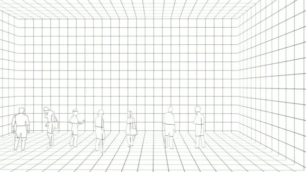 立っている男性のグループのワンライン描画アニメーション — ストック動画