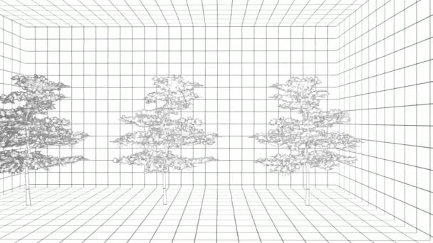 Animation One Line Tegning Træ Blæser Vinden – Stock-video