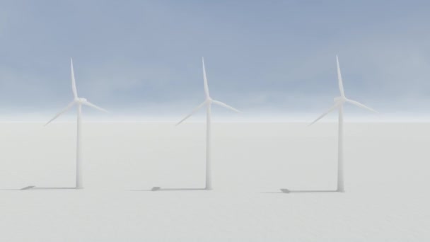 Анімовані Вітрові Турбіни Ефектом Пінопласту Білого Стилю — стокове відео