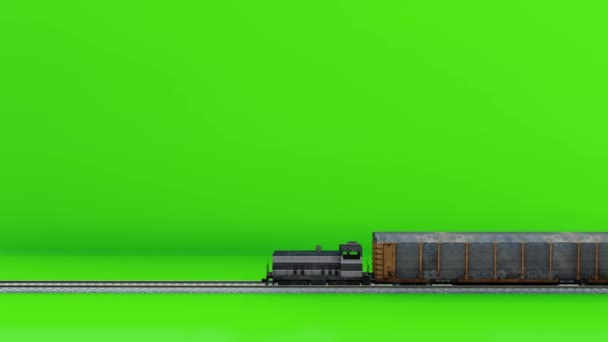 Locomotief Groen Scherm Voor Goederenvervoer Video — Stockvideo