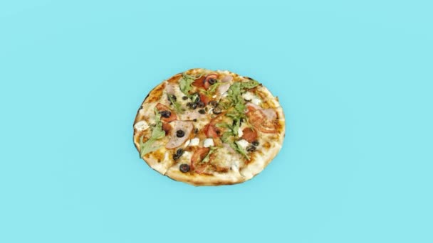 Pizza Wiruje Zielonym Tle Pętla Wirująca Apple Realisitc Rendering — Wideo stockowe
