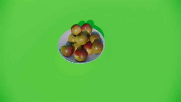 新鲜的苹果在绿屏背景旋转 循环旋转的苹果 Realisitc 3D渲染 — 图库视频影像