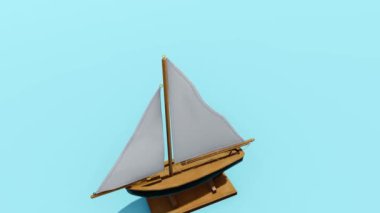 Mavi arkaplanda gemi modeli izole edildi