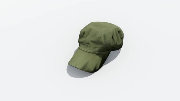Front Pohled Zelenou Armádu Čepice Izolované Bílém Pozadí — Stock video