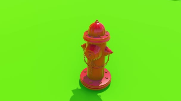 Червоний Пожежний Гідрант Ізольований Зеленому Фоні — стокове відео