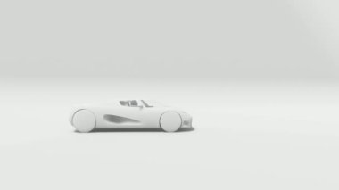 3B Render Süper Araba Beyaz Ekranda 