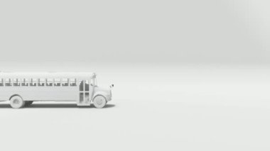 Beyaz izole edilmiş okul otobüsü 3D