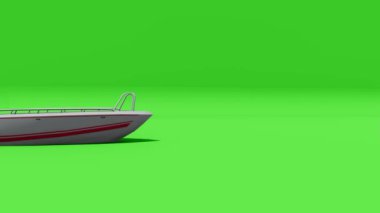 Motorlu tekne 3d yeşil arka planda oluşturuldu