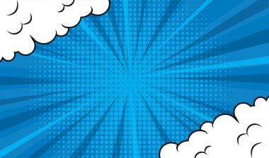 Klasik pop sanatının mavi arka planı. Sancak vektör illüstrasyonu