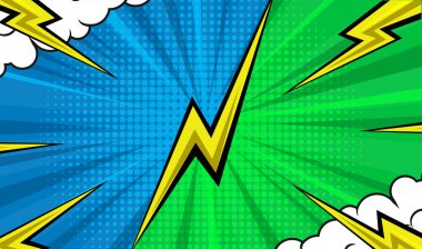 Klasik pop sanatının mavi arka planı. Sancak vektör illüstrasyonu