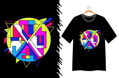 t-shirt baskısı için soyut geometrik renk deseni