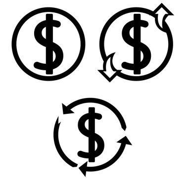 Dolar simgesi seti, vektör illüstrasyonu