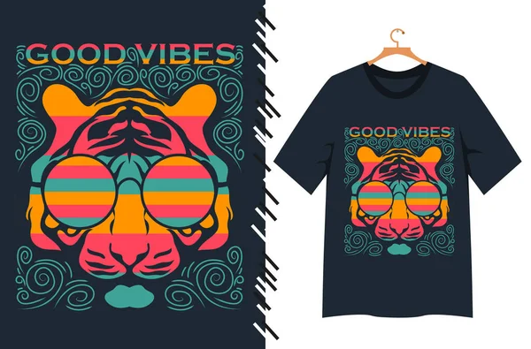 Ilustração Rosto Tigre Para Design Camiseta —  Vetores de Stock