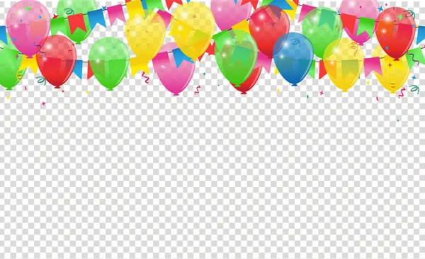 Gelukkige Verjaardag Vector Transparante Achtergrond Kleurrijke Gelukkige Verjaardag Border Frame — Stockvector