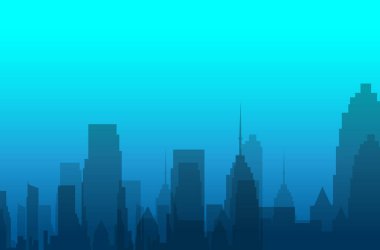 Gökdelenleri olan siluet şehir. vektör illüstrasyonu