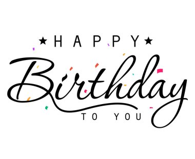 Doğum günün kutlu olsun. Harf ve konfeti ile vektör illüstrasyonu