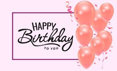 renkli balonlu doğum günü kartı.