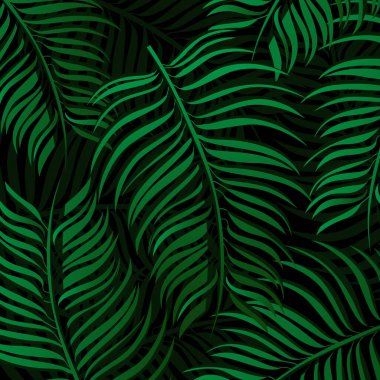 Tropikal yaprakların kusursuz deseni. vektör illüstrasyonu