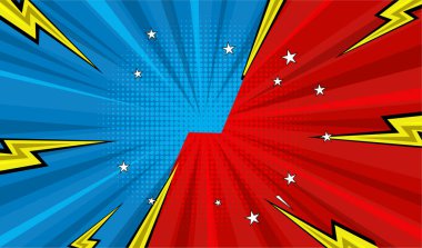 mavi arkaplanda kırmızı ve sarı şimşek