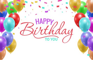 Mutlu doğum günü kartı balonlar ile. Vektör çizim.